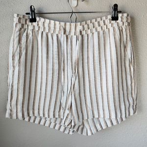 OLD NAVY High Rise Linen Gray Multi-Stripe Shorts